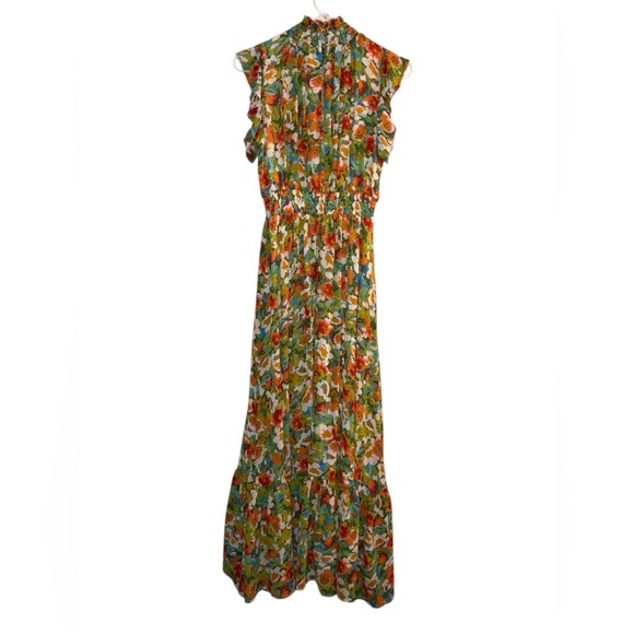 Code X Mode Women’s Size S Floral Maxi Dress Boho Stretchy Waist Flutter Sleeves - Picture 5 of 15